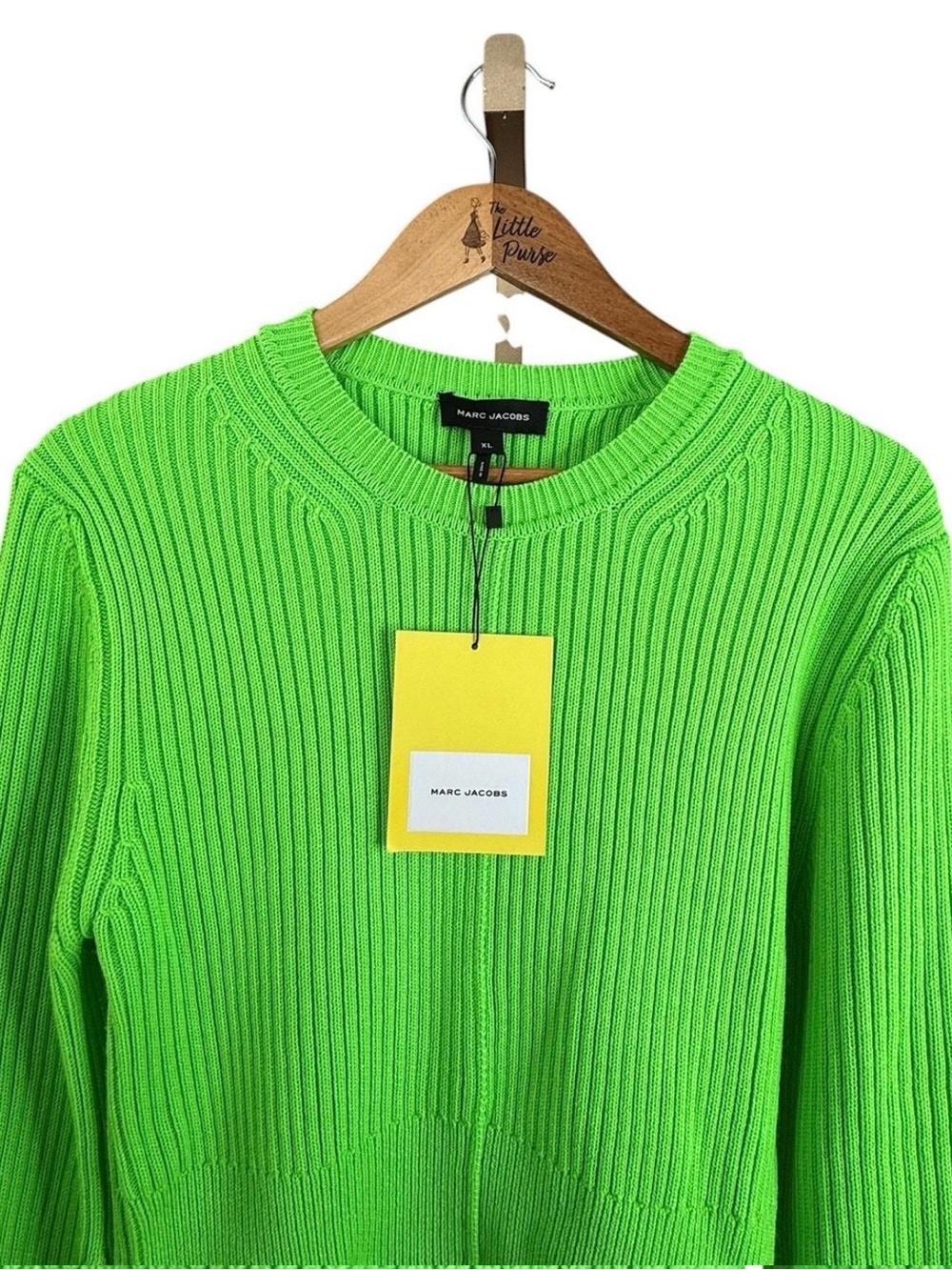 Marc Jacobs Neon Green Ribbed Crewneck Sweater
